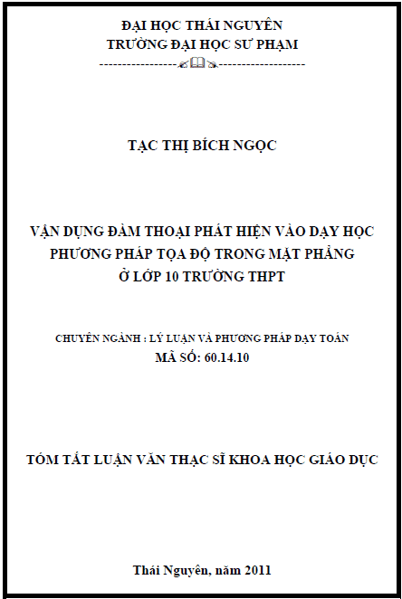 van dung dam thoai phat hien vao day hoc phuong phap toa do trong mat phang o lop 10 truong thpt