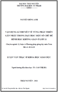 van dung li thuyet ve vung phat trien gan nhat trong day hoc mot so chu de hinh hoc khong gian o lop 11