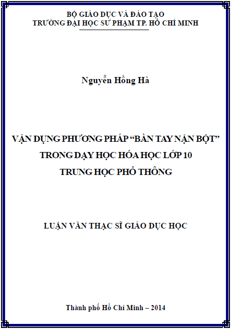 van dung phuong phap ban tay nan bot trong day hoc hoa hoc lop 10 trung hoc pho thong