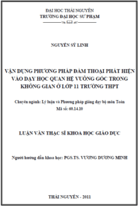 van dung phuong phap dam thoai phat hien vao da y hoc quan he vuong goc trong khong gian o lop 11 truong trung hoc pho thong