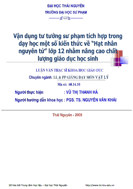 van dung tu tuong su pham tich hop trong day hoc mot so kien thuc ve hat nhan nguyen tu lop 12 nham nang cao chat luong giao duc hoc sinh