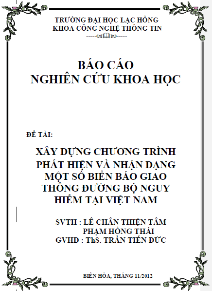 xay dung chuong trinh phat hien va nhan dang mot so bien bao giao thong duong bo nguy hiem tai viet nam