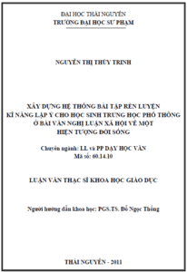 xay dung he thong bai tap ren luyen ki nang lap y cho hoc sinh trung hoc pho thong o bai van nghi luan xa hoi ve hien tuong doi song