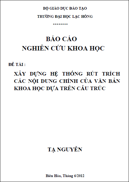 xay dung he thong rut trich cac noi dung chinh cua van ban khoa hoc dua tren cau truc