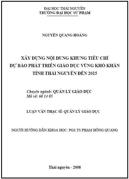 xay dung noi dung khung tieu chi du bao phat trien giao duc vung kho khan tinh thai nguyen 2015