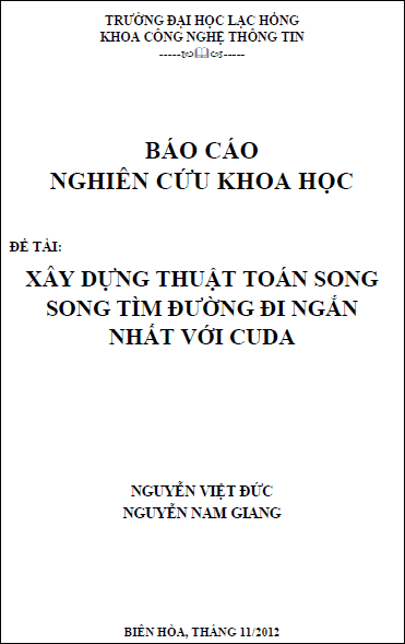 xay dung thuat toan song song tim duong di ngan nhat voi cuda