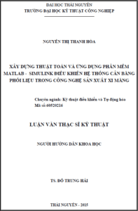 xay dung thuat toan va ung dung phan mem matlap simulink dieu khien he thong can bang phoi lieu trong cong nghe san xuat xi mang