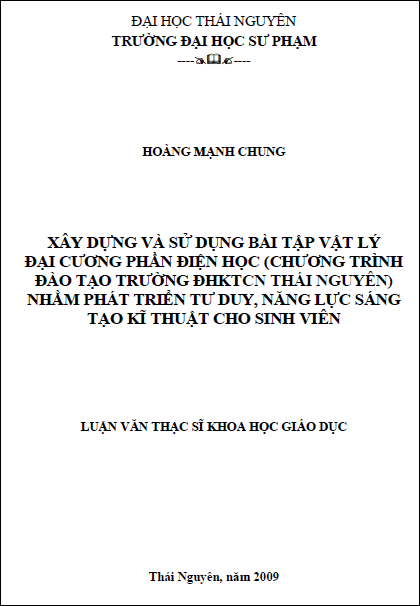 xay dung va su dung bai tap vat ly dai cuong phan dien hoc chuong trinh dao tao truong dai hoc ky thuat cong nghiep thai nguyen nham phat trien tu duy nang luc sang tao ki thuat cho sinh vien