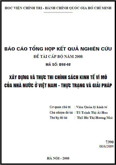 xay dung va thuc thi chinh sach kinh te vi mo cua nha nuoc o viet nam thuc trang va giai phap