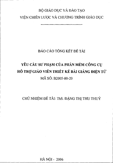 yeu cau su pham cua phan mem cong cu ho tro giao vien thiet ke bai giang dien tu