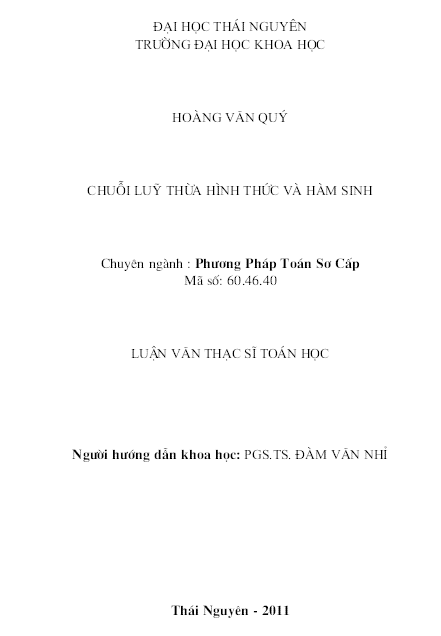 chuoi luy thua hinh thuc va ham sinh