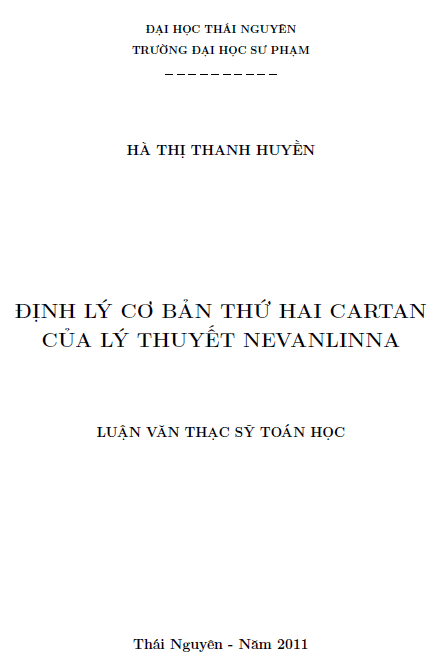 dinh ly co ban thu hai cartan cua ly thuyet nevanlinna