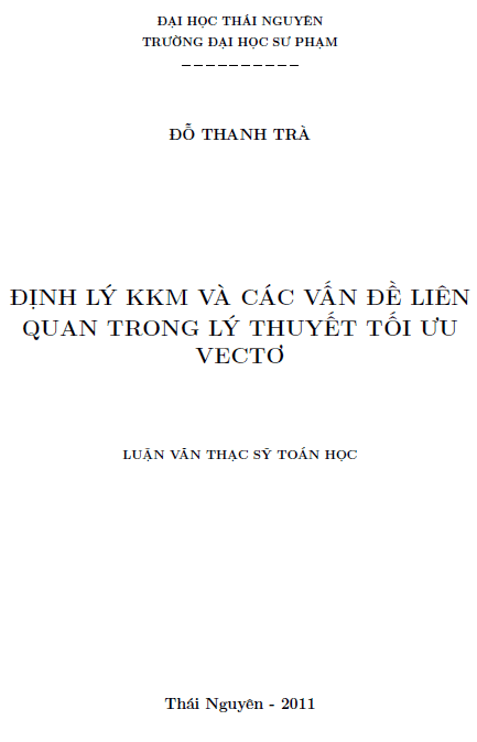 dinh ly kkm va cac van de lien quan trong ly thuyet toi uu vecto