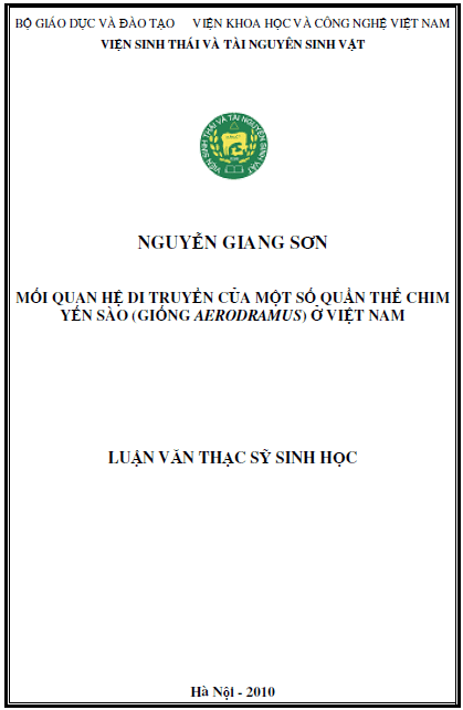 moi quan he di truyen cua mot so quan the chim yen sao giong aerodramus o viet nam