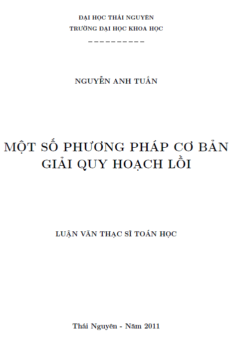 mot so phuong phap co ban giai quy hoach loi