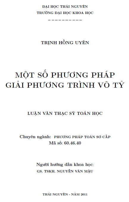 mot so phuong phap giai phuong trinh vo ty