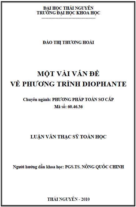 mot vai van de ve phuong trinh diophante 1