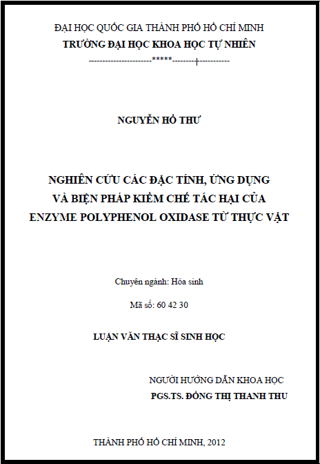 nghien cuu cac dac tinh ung dung va bien phap kiem che tac hai cua enzyme polyphenol oxidase tu thuc vat