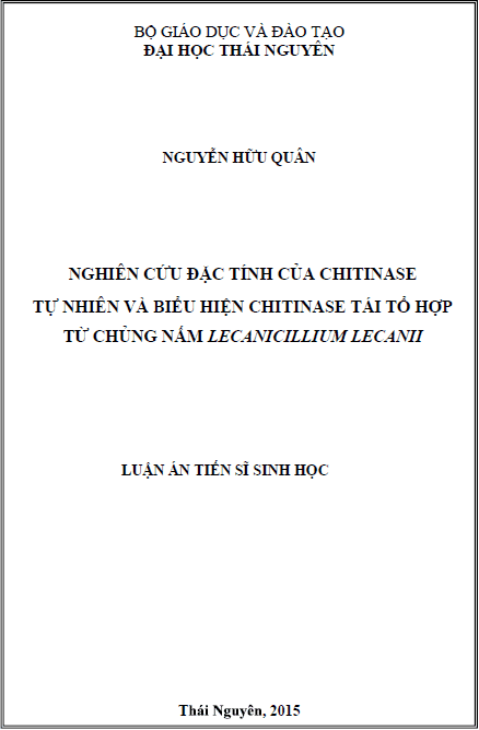 nghien cuu dac tinh cua chitinase tu nhien va bieu hien chitinase tai to hop tu chung nam lecanicillium lecanii
