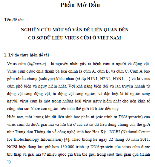 nghien cuu mot so van de lien quan den co so du lieu virus cum o viet nam