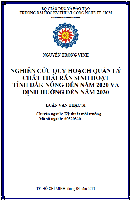 nghien cuu quy hoach quan ly chat thai ran sinh hoat tinh dak nong den nam 2020 va dinh huong den nam 2030