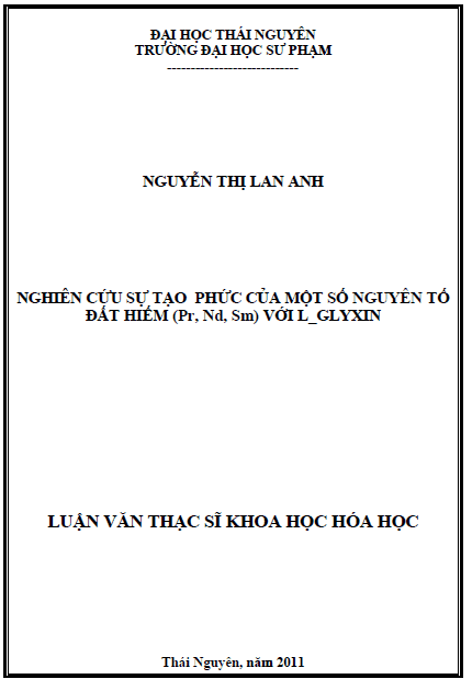 nghien cuu su tao phuc cua mot so nguyen to dat hiem pr nd sm voi l