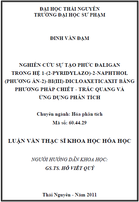 nghien cuu su tao phuc da ligan trong he 1 2 pyridylazo 2 naphthol pan bi iii chcl2cooh bang phuong phap chiet trac quang va ung dung phan tich