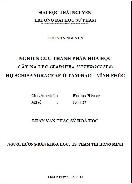 nghien cuu thanh phan hoa hoc cay na leo kadsura heteroclita ho schisandraceae o vinh phuc