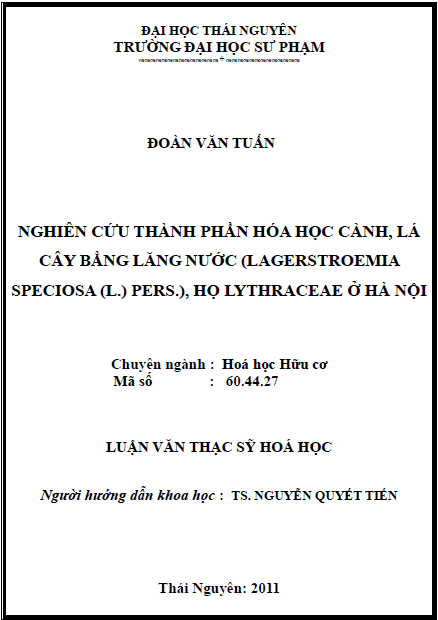 Nghiên cứu thành phần hóa học của cành và lá cây Bằng lăng nước (Lagerstroemia speciosa) trồng ở Hà Nội 1 nghien cuu thanh phan hoa hoc cua canh va la cay bang lang nuoc lagerstroemia speciosa trong o ha noi