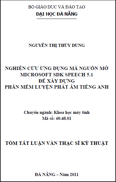 nghien cuu ung dung ma nguon mo microsoft sdk speech 5 1 de xay dung phan mem luyen phat am tieng anh