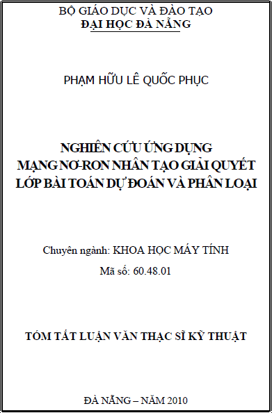 nghien cuu ung dung mang no ron nhan tao giai quyet lop bai toan du doan va phan loai