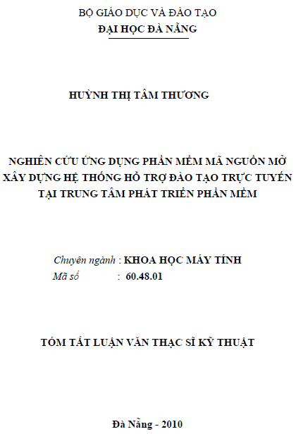nghien cuu ung dung phan mem ma nguon mo xay dung he thong ho tro dao tao truc tuyen tai trung tam phat trien phan mem