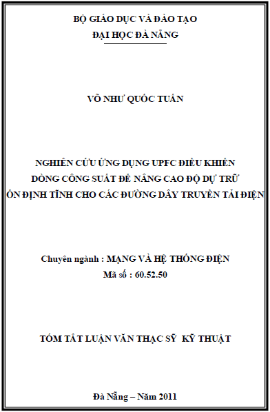 nghien cuu ung dung upfc dieu khien dong cong suat de nang cao do du tru on dinh tinh cho cac duong day truyen tai dien