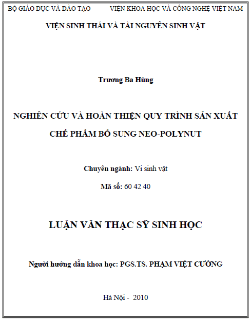 nghien cuu va hoan thien quy trinh san xuat che pham bo sung neo polynut