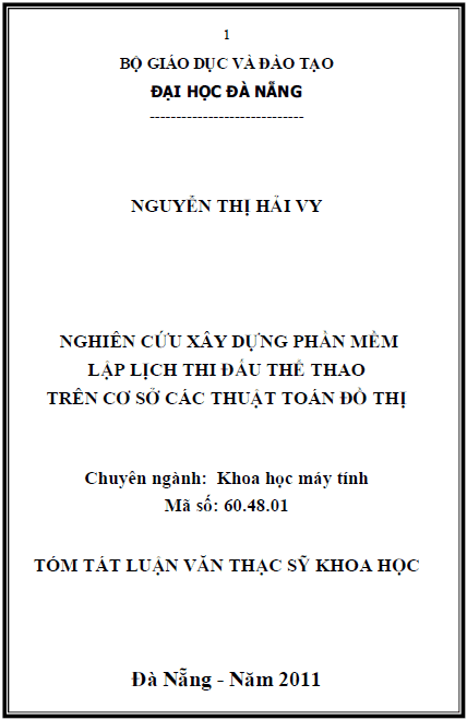 nghien cuu xay dung phan mem lap lich thi dau the thao tren co so cac thuat toan do thi