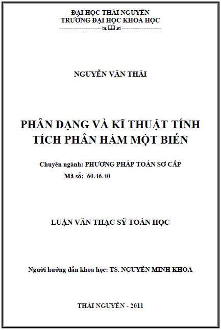 phan dang va ki thuat tinh tich phan ham mot bien
