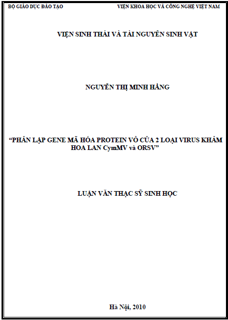 phan lap gen ma hoa protein vo cua 2 loai virus gay benh tren hoa lan cymmv va orsv