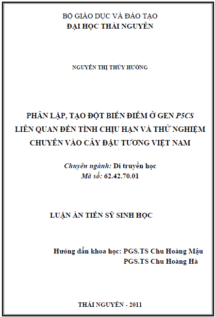phan lap tao dot bien diem o gen p5cs lien quan den tinh chiu han va thu nghiem chuyen vao cay dau tuong viet nam