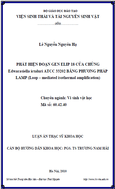 phat hien doan gen eip18 cua chung edwardsiella ictaluri atcc 33202 bang phuong phap lamp loop mediated isothermal amplifications