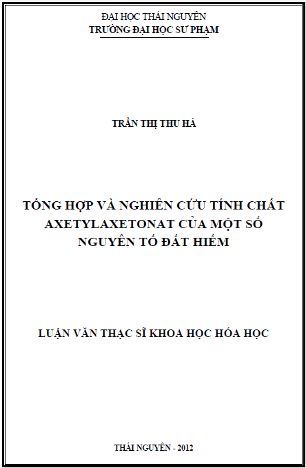 tong hop va nghien cuu tinh chat axetylaxetonat cua mot so nguyen to dat hiem