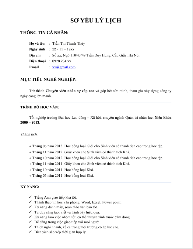 Download Mẫu Sơ yếu lý lịch cho Chuyên viên nhân sự cấp cao 1 Screenshot 2025 06 01 001719