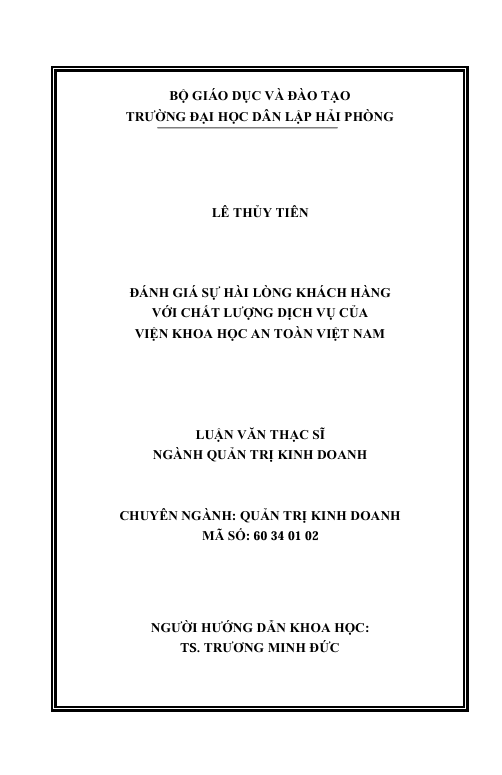 Đánh giá sự hài lòng của khách hàng với chất lượng dịch vụ của Viện Khoa học An toàn Việt Nam 1 Screenshot 2025 06 04 192751