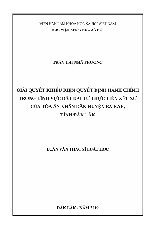 Giải quyết khiếu kiện quyết định hành chính trong lĩnh vực đất đai từ thực tiễn xét xử của TAND huyện Ea Kar, tỉnh Đăk Lăk 1 Screenshot 2025 06 15 152235
