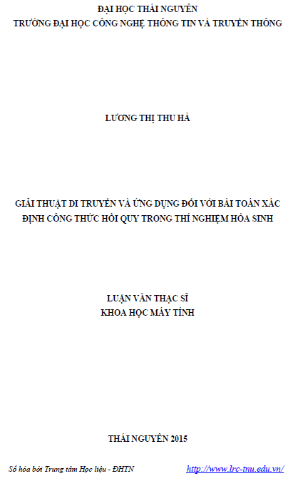 giai thuat di truyen va ung dung doi voi bai toan xac dinh cong thuc hoi quy trong thi nghiem hoa sinh