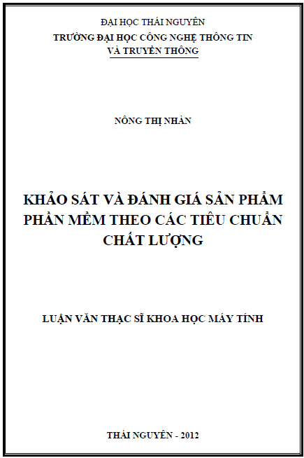 khao sat va danh gia san pham phan mem theo cac tieu chuan chat luong