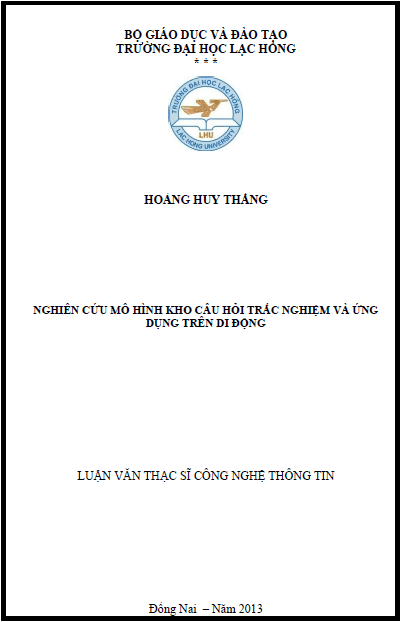 nghien cuu mo hinh kho cau hoi trac nghiem va ung dung tren di dong