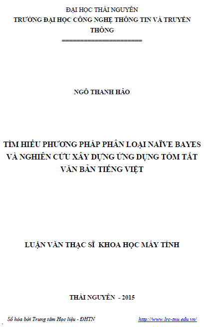 tim hieu phuong phap phan loai naive bayes va nghien cuu xay dung ung dung tom tat van ban tieng viet