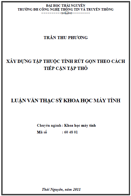 xay dung tap thuoc tinh rut gon theo cach tiep can tap tho