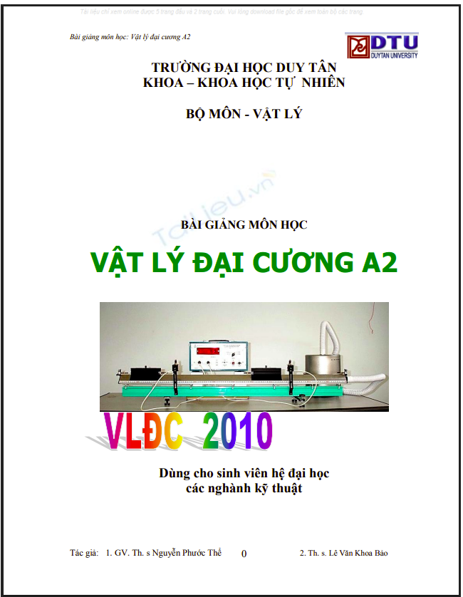 Bài giảng môn học Vật lý đại cương A2 (dùng cho sinh viên hệ đại học các ngành kỹ thuật) - ThS. Nguyễn Phước Thế (ĐH Duy Tân) 1 Anh chup man hinh 2025 07 07 120640