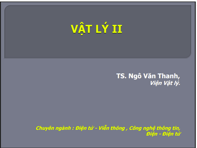 Bài giảng Vật lý II (Phần 2: Thuyết tương đối): Chương 6 - TS. TS. Ngô Văn Thanh 1 Anh chup man hinh 2025 07 07 125841